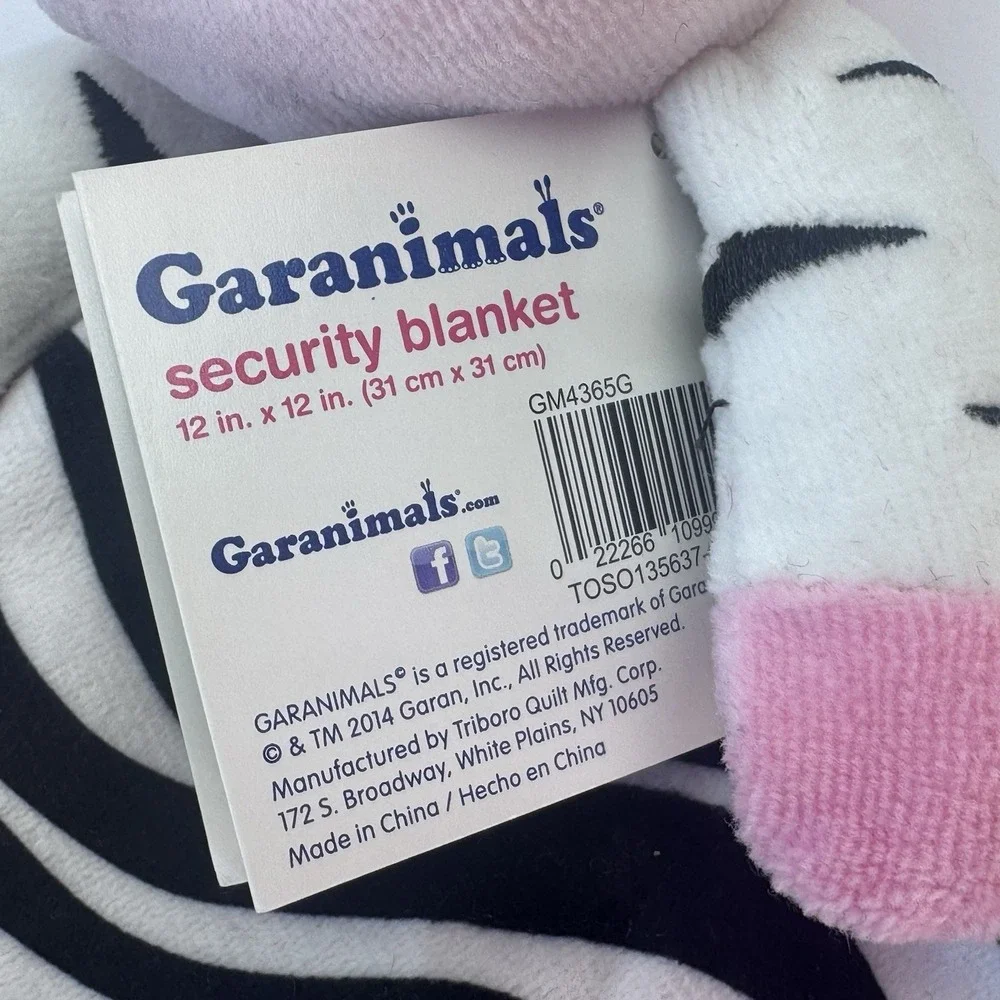 Garanimals Zebra Lovey Security Blanket Pink Black White Satin 12